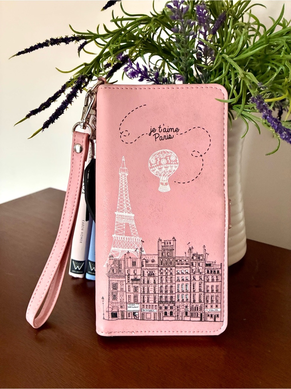 Parisian Print Vegan Wristlet